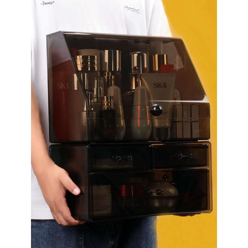 透明防尘化妆品收纳盒桌面置物架家用护肤刷整理亚克力网红梳妆台 - 图1