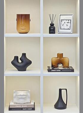 样板间简约软装饰品客厅书柜彷真花陶瓷玻璃桌面家居摆饰ZH3917