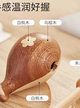 静心木鱼解压情绪稳定实木搞怪小摆件办公室桌面治愈系敲打小礼物