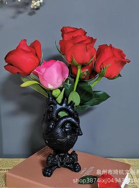 创意心脏花瓶家居摆件客厅桌面装饰复古章鱼花插热款工艺品