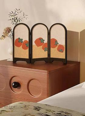 新中式绿色飞鸟屏风桌面摆件玄关柜茶桌家居装饰品客厅摆画礼品