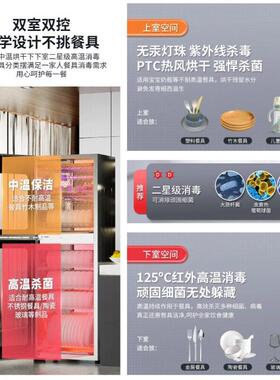 双门消毒柜立式无汞家用厨房大容量高温不锈钢碗盘柜商用饭店餐具