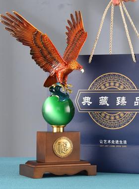 高档铜老图鹰中摆件大展宏装饰品客厅玄关式办公纯室装饰开业乔迁