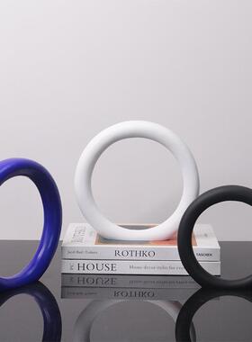 轻奢几何圆圈树脂摆件式极简风格品样板房BFC间饰玄关厅客软欧装