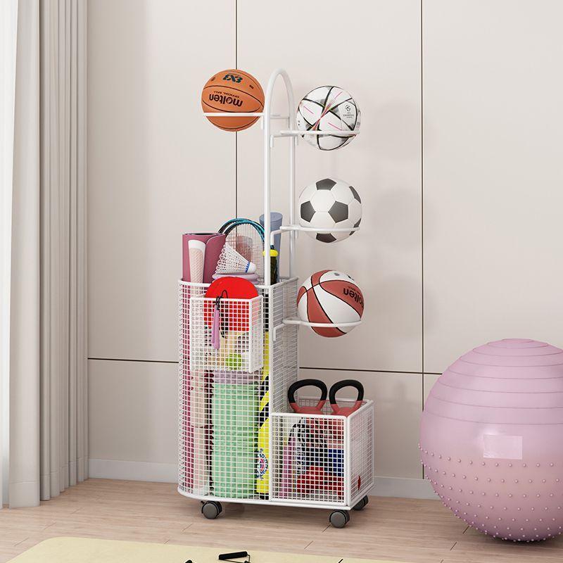 篮球收纳架家用带轮球类收纳筐运动健身器材置物架瑜伽垫收纳神器 - 图3