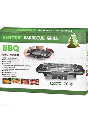 2000W跨境家用BBQ304不锈钢双发热管电热烧烤架炉子电烤炉双管