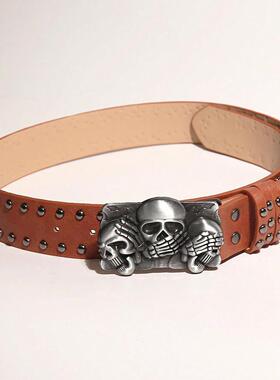 Belt Skull belt punk Button 皮带骷髅头腰带朋克按扣
