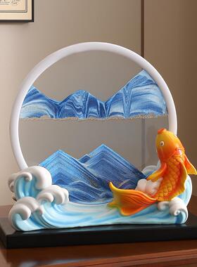 新款创礼意锦鲤树脂玄关品摆件入户客厅桌面酒MM3022柜装饰家居乔