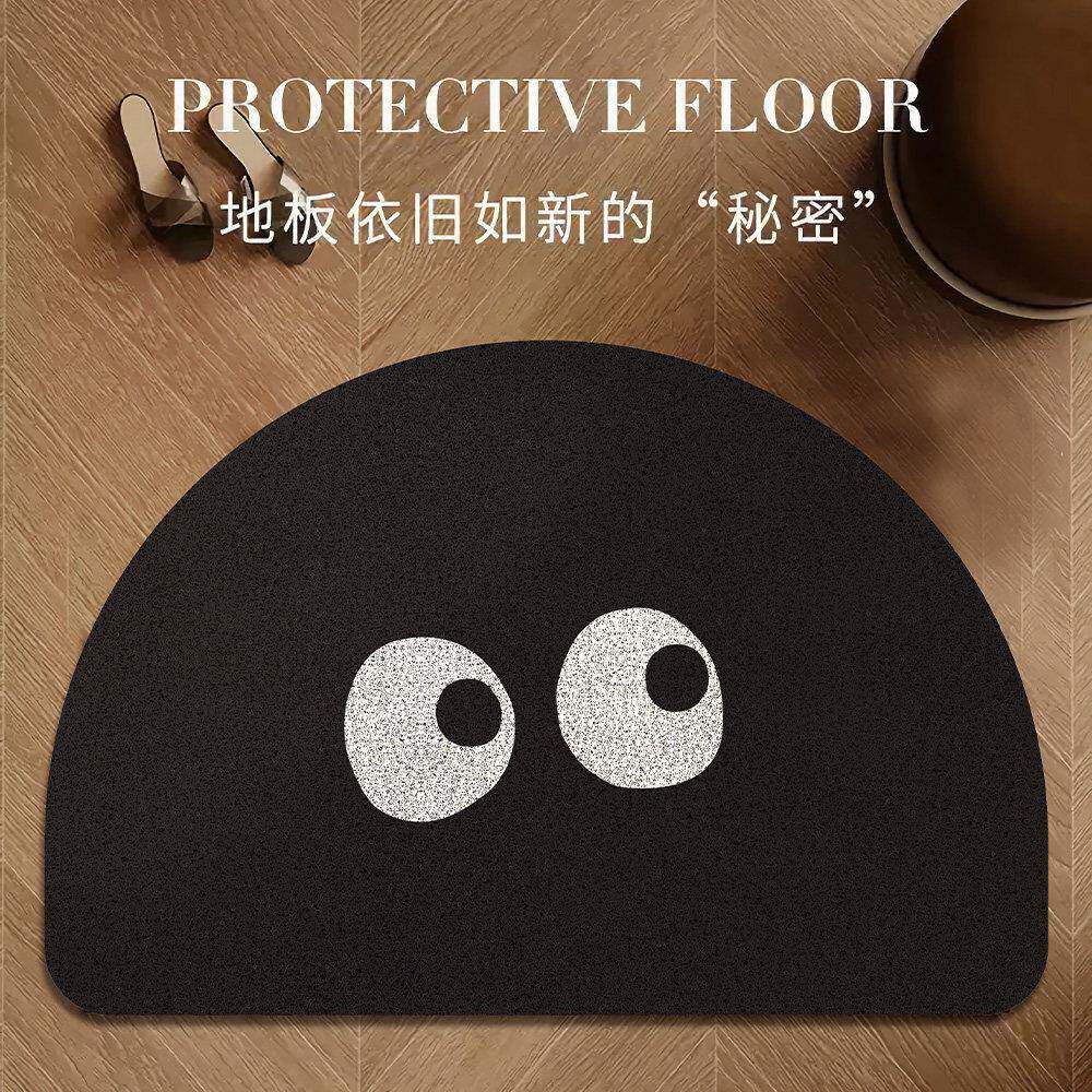 Cartoon black entrance floor mats for home entrance door anti-slip mats can be cut with wire circles to rub soil and scrape mud carpets