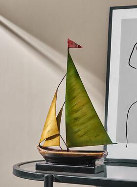 覆古顺风帆船饰品客厅电视柜酒柜入口桌装饰可达奢华高端感