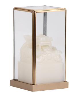 新中式玉玺龙印铜玻璃罩摆件样板房售楼处书房博古架桌面装饰品