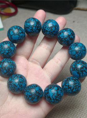 高瓷二代乌兰花绿松石手链圆珠铁线网花款蓝松石手串外贸直播热销