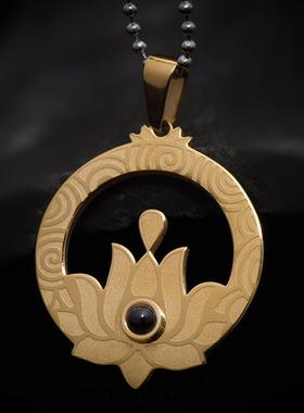 金莲花大随求咒楞严咒吊坠女挂件钛钢项链男