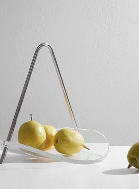 北欧ins水果盘创意现代亚克力秋千金属架托盘样板间摆件软装饰品