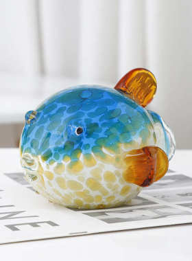 创意纯手工琉璃鱼玻璃鱼河豚摆件家居客厅桌面玄关装饰工艺品
