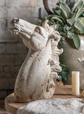 美式马头客厅装饰摆件酒店样板间别墅创意饰品新家乔迁礼品工艺品