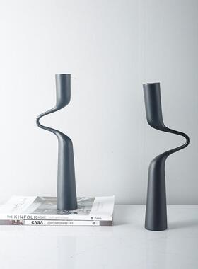 现代轻奢锡合金烛台烛光晚餐摆件餐厅装饰品样板房售楼处软装饰品