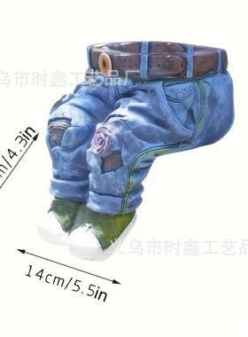 春天跨境园林艺术牛仔裤庭院装饰树脂工艺品摆件花盆庭院装饰雕塑