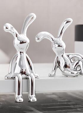 Nordic modern electroplated long-eared rabbit ornament, exud