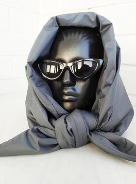 Fashion quilted headscarf puffer scarf triangle shawl Hood S
