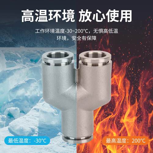 304不锈钢气管快速接头气动PU直通变径PG8-6快接三通PE/PY耐高压 - 图1
