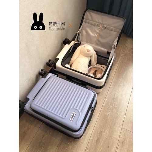 侧开盖行李箱女20寸可扩展大深仓旅行登机箱2025新款学生拉杆箱子 - 图3