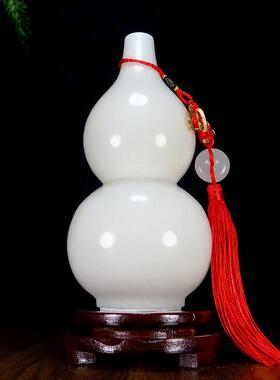 天然玉葫芦摆件白玉福禄平安家居办公室玄关酒柜中式装饰工艺摆设