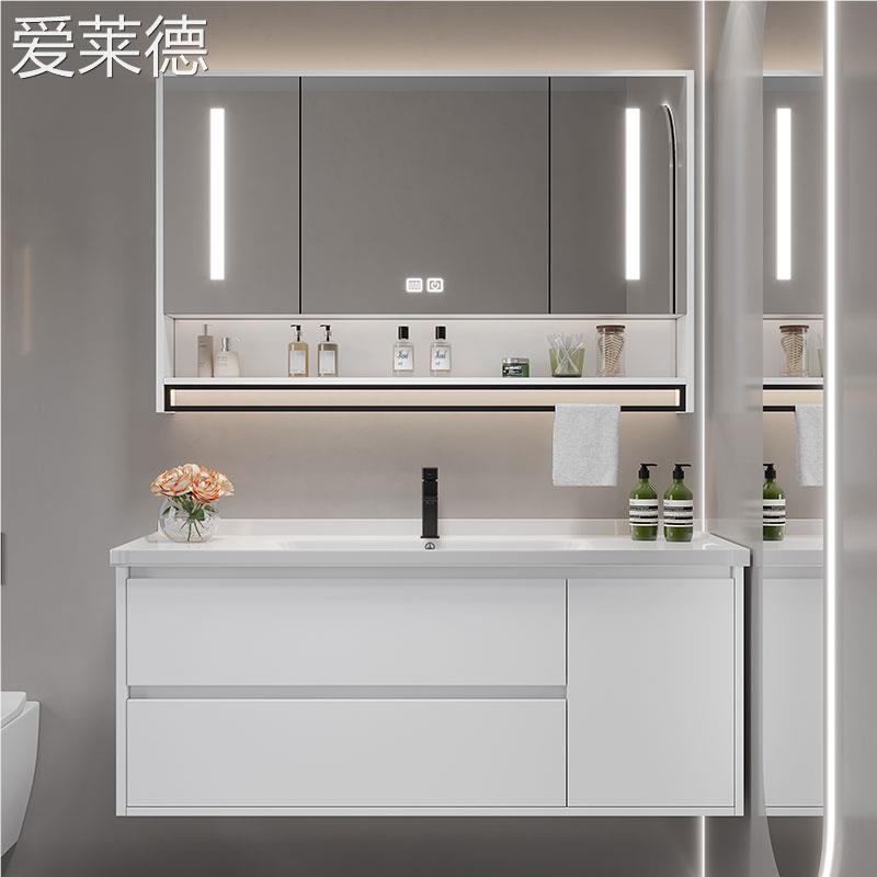 香港包邮智能陶瓷一体洗手洗脸盆浴室柜组合40CM宽超窄小户型卫生