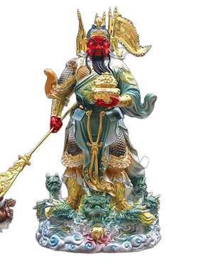 新款银彩武财神九龙关公神像家用店铺酒店招财供奉摆件关羽关二爷