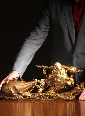 高档铜祥黄 铜弥勒摆件 布袋弥勒佛摆欣设佛客厅办公室开业礼品工