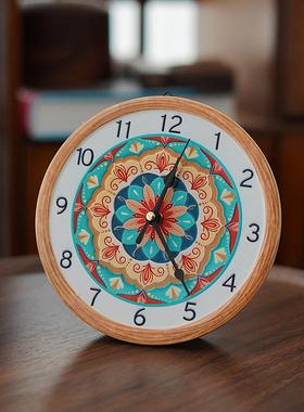 吉祥复古敦煌唐卡艺术时钟摆件客厅卧室扫秒钟表家居钟饰摆件