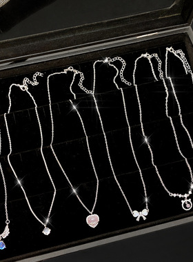 日常简约百搭银色金属爱心项链女高级感锁骨链气质颈链