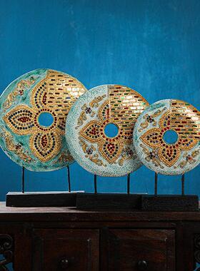 异丽东南亚风格桌面摆件泰式工艺品客厅玄关电视柜实木手工装饰品