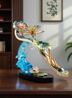 珐瑯彩如意摆件高档客厅玄关工艺礼品摆饰装饰新房搬家送礼乔迁之