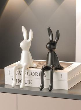 2025新款玄关摆件氛围感摆件治愈系兔子陶瓷可爱家居客厅电视柜玄
