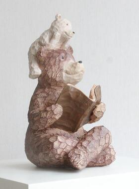 熊摆件创意家居玄关客厅电视柜办公室桌面小熊装饰品树脂工艺品