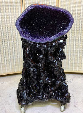 实体批发天然巴西乌拉圭紫晶对洞摆件 紫水晶洞水晶簇钱袋子礼品