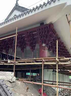 中式金属仿古建构件户外飞檐牌坊凉亭工程铝艺装饰铝合金木纹斗拱