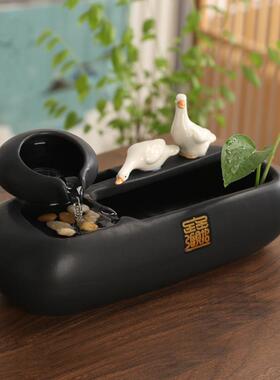 创意流水器家用循环流水喷泉加湿器客厅办公桌面摆件宠物饮水机