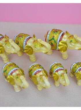 黄色大象7件套家居摆件东南亚风简约办公酒店装饰小象工艺品摆件