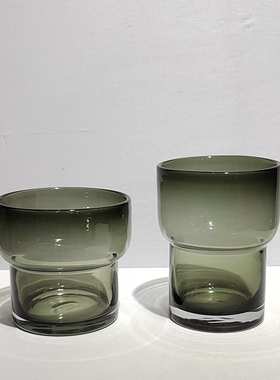 现代轻奢玻璃花瓶桌面摆设现代样板房桌面软装插花饰品