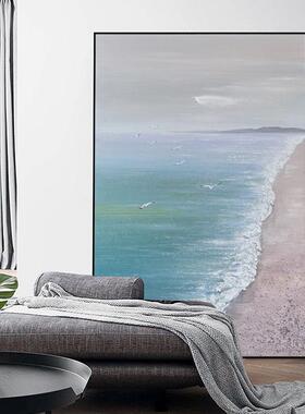 手绘油画简约客厅装饰画海景抽象极简立体落地画现代玄关肌理挂画