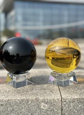 纯黑水晶球黑曜石玻璃球入口办公室家庭卧室客厅反桌装饰恶棍