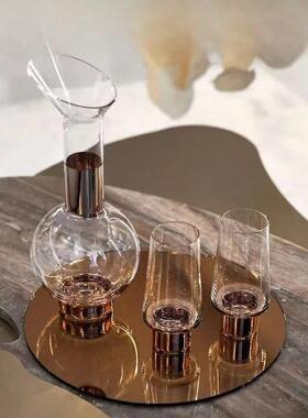 现代轻奢厨房样板间吧台酒杯酒具托盘组合套装软装搭配装饰品摆件