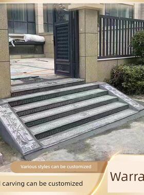 天然青石台阶浮雕彷古踏脚石雕刻祥云台阶彷古中国庭院石铺路石园