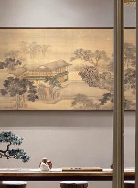 宋代美学客厅玄关装饰画四季沙发背景墙风景挂画茶室书房横版壁画