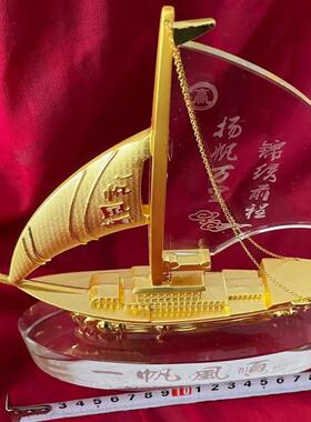 金属帆船 一帆风顺 镶钻船 半月船 创意礼品办公室家居摆件 馈赠