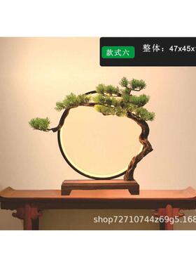 创意灯家居办公室装饰会客厅新迎客松玄关灯饰摆件底座所圈中式