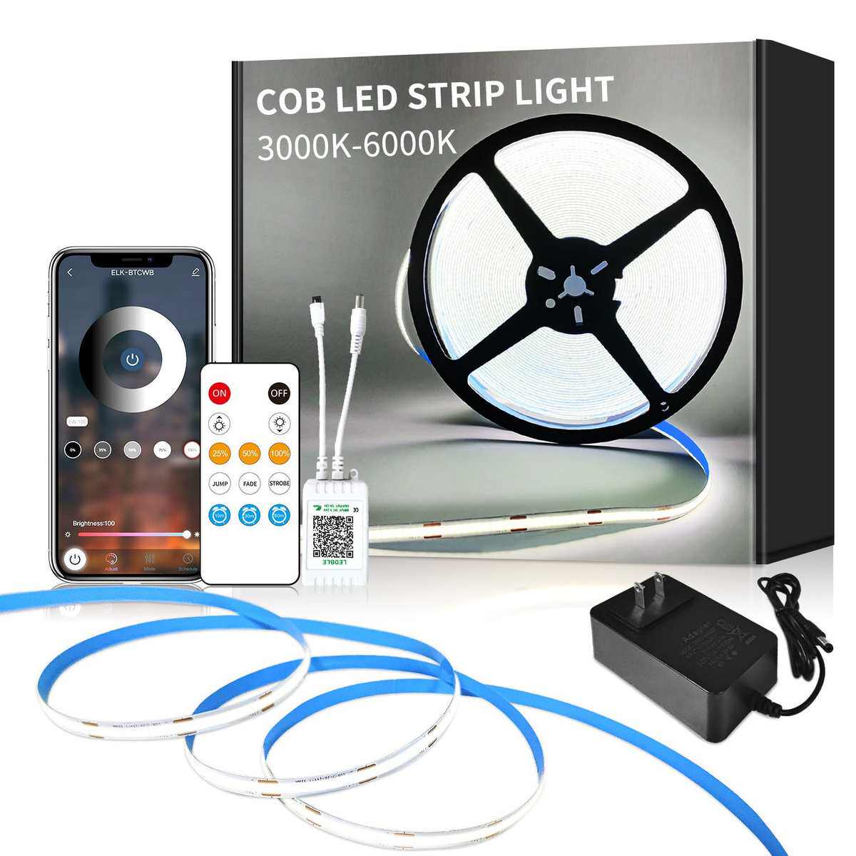 24V单色COB灯带套装DIY高亮自粘吸顶家装室内线条灯客厅专用氛围 - 图2