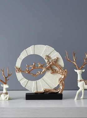 装饰品摆件风格客厅酒柜简约电视柜鹿家居q2w美式创意树脂北欧玄